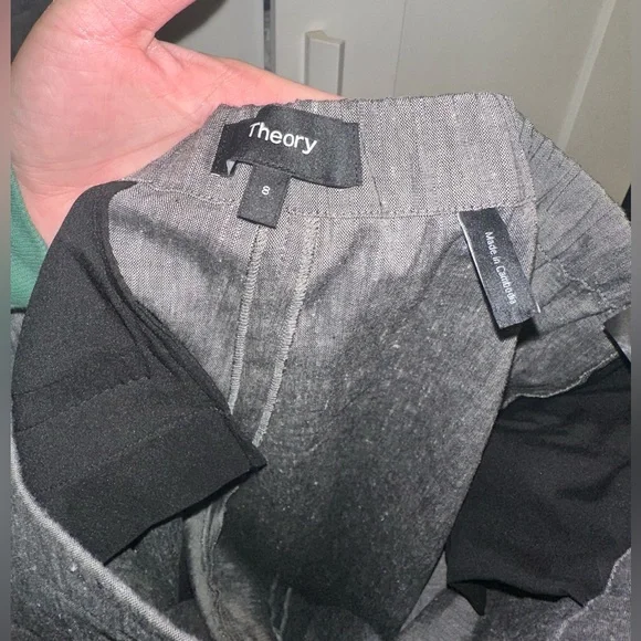 Theory Sleek Flannel Treeca Pull On Pant In Light Heathered Grey